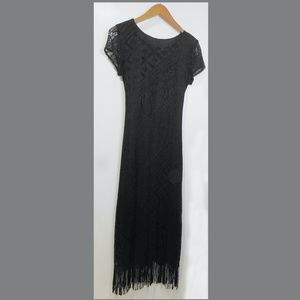 Vintage Black Long Fringe Harlow Dress Size 10